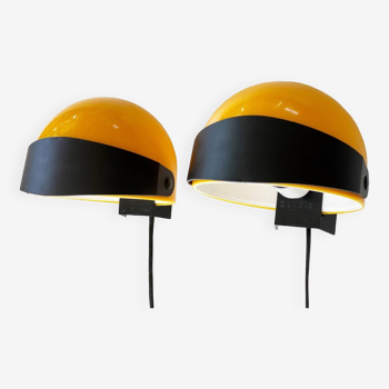2 Space Age Visir V176 wall lamps designed by Lennart Centervall, 1970s vintage helmet lights
