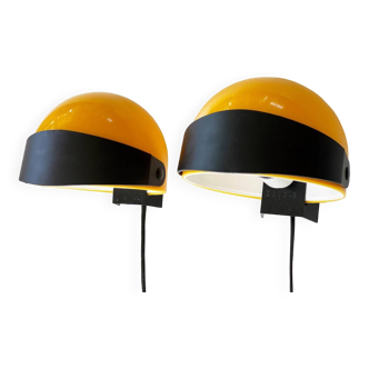 2 Space Age Visir V176 wall lamps designed by Lennart Centervall, 1970s vintage helmet lights