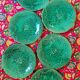 Set of 6 green plates in Barbotine faïence de Gien