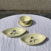 Two serving dishes and a gravy boat model las palmas in fine earthenware salins france vintage