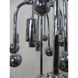 Suspension Sputnik vintage avec 9 points lumineux et 16 ampoules chromées