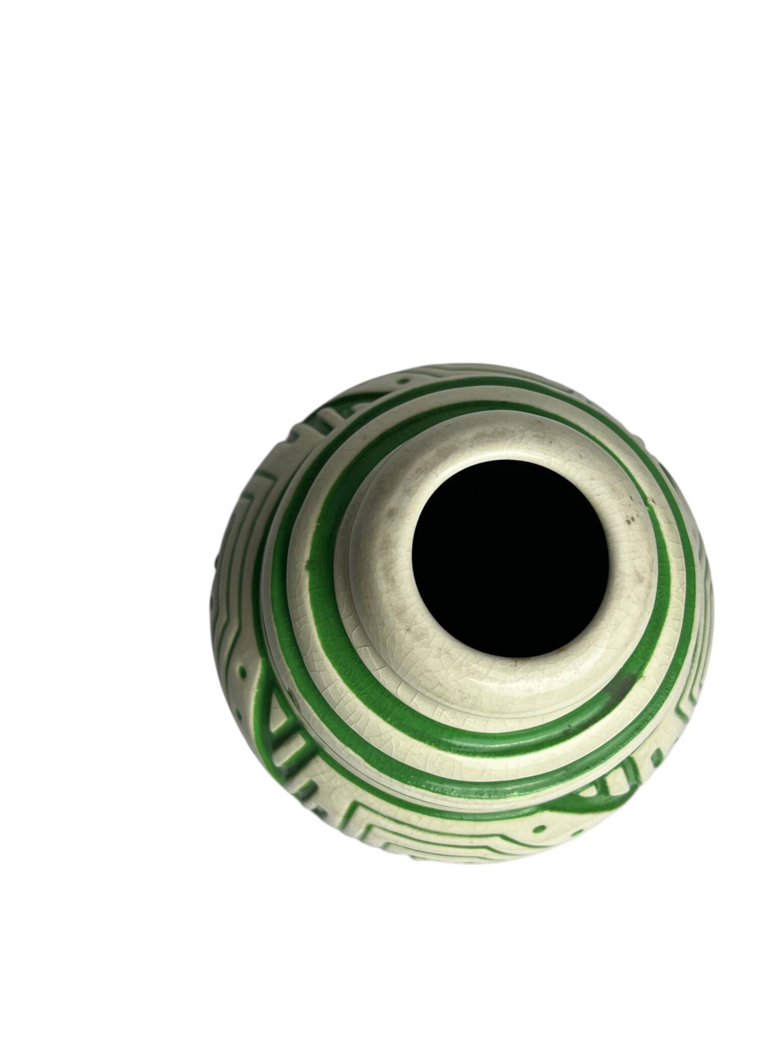 Art déco, vase ovoïde faïence signé Géo Condé et Mougin vers 1930