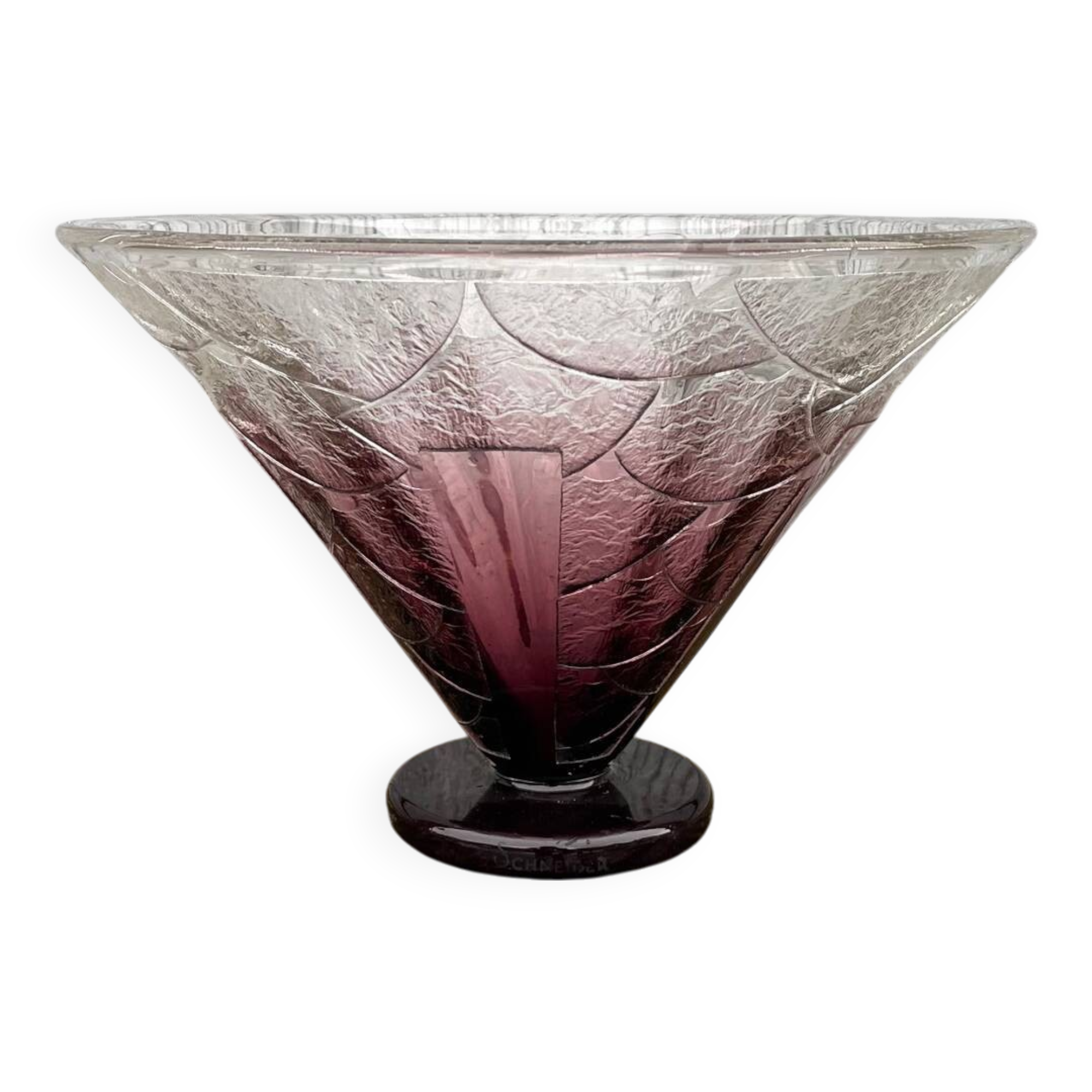 Schneider white and purple glass cup