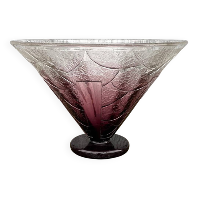 Schneider coupe en verre blanc et violet