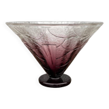 Schneider coupe en verre blanc et violet