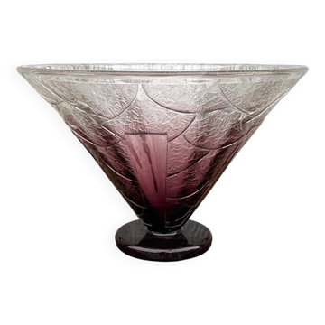Schneider coupe en verre blanc et violet