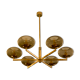 Italian Sciolari chandelier in brass, 6 burners with smoked glass, 1970