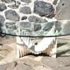 Table basse en verre et travertin
