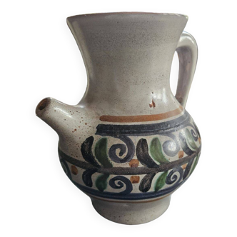 Pottery pitcher signed Vallauris