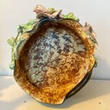 Cache pot, Napoleon III jardinière from the 19th century in barbotine and bronze.