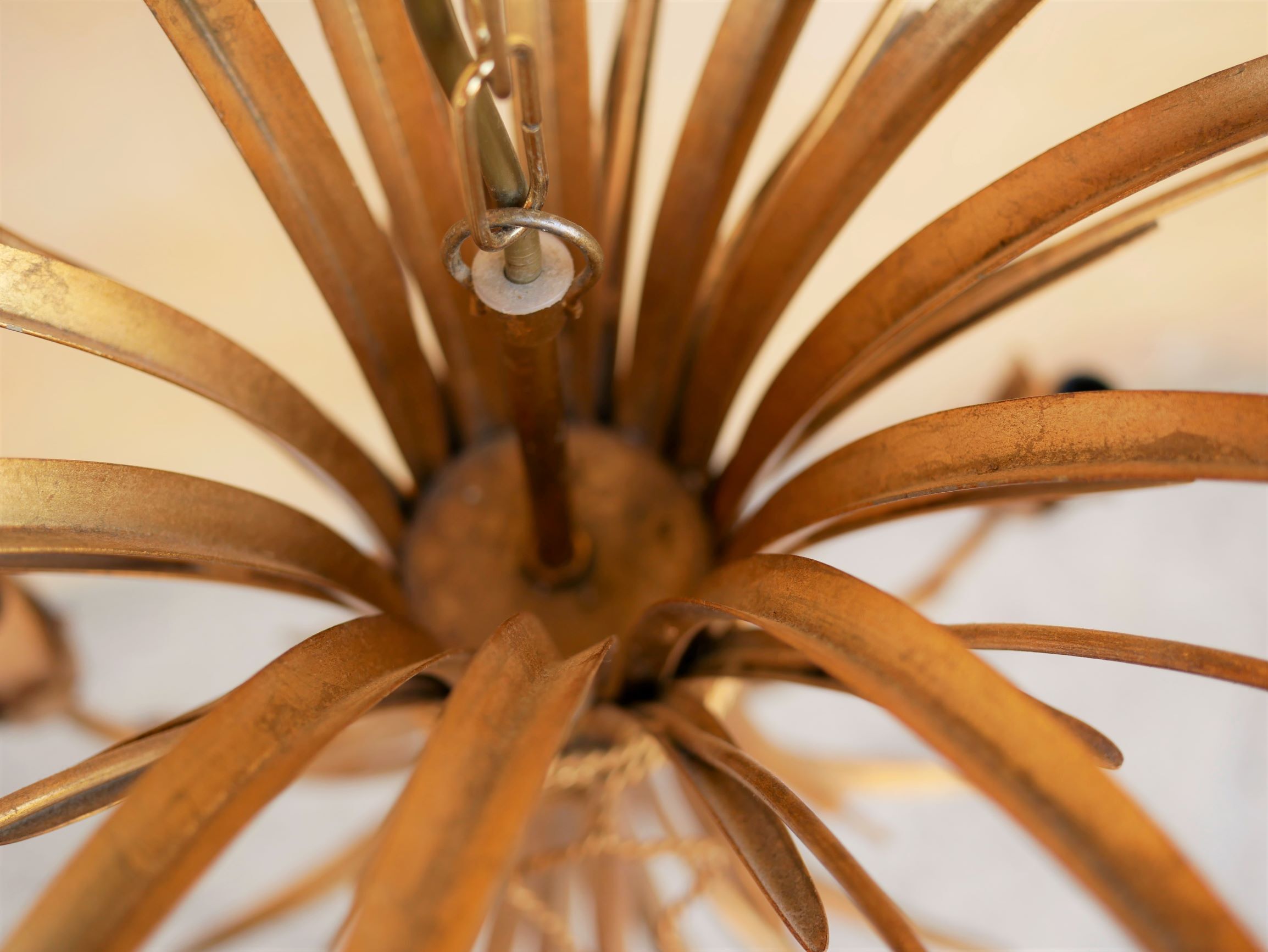 Golden vintage chandelier "wheat ears" by Maison Masca