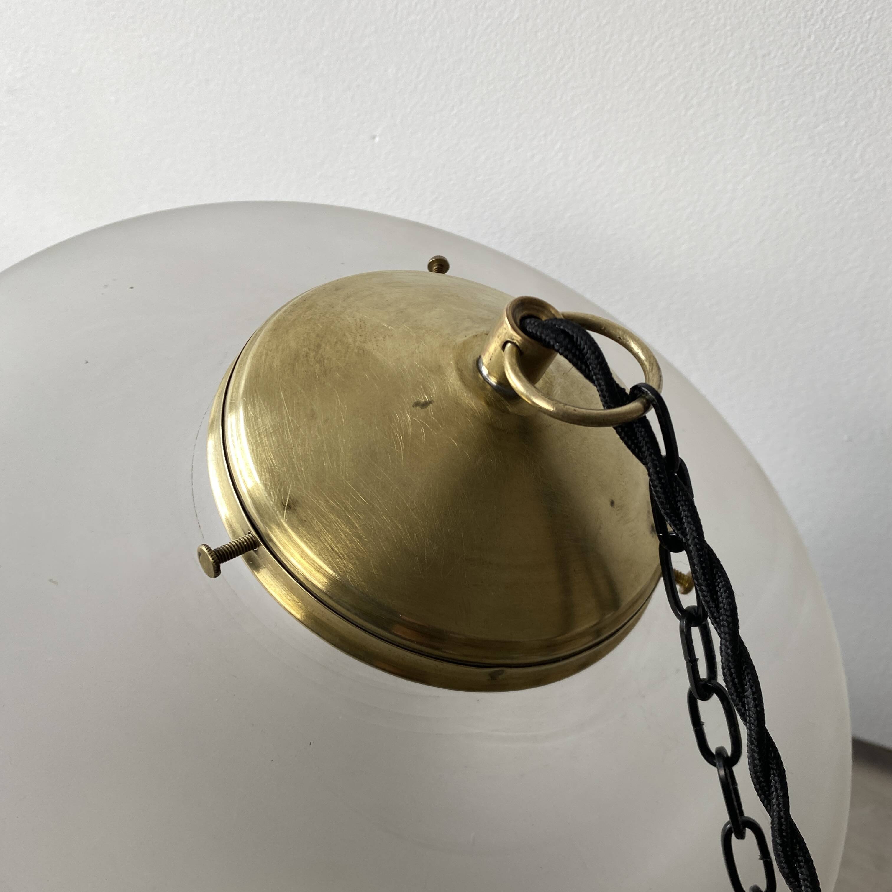 VINTAGE XL ART DECO SEMI-SPHERE SUSPENDED LAMP