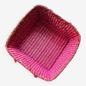 Corbeille panier en osier rose