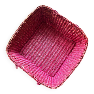 Corbeille panier en osier rose