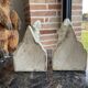 Pair of cracked earthenware bookends. ART DECO