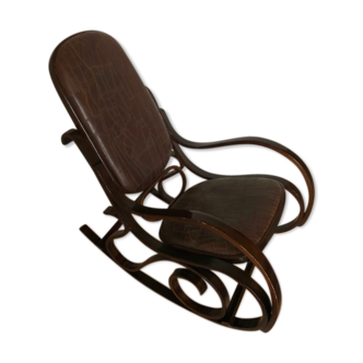 Rocking chair bois et simili cuir