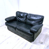 Leather two seater sofa by Tito Agnoli for Poltroon Frau, Italy 1980s