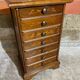 Semainier Ancien Meuble Bois 7 Tiroirs Marqueterie Poignées Métal Vint