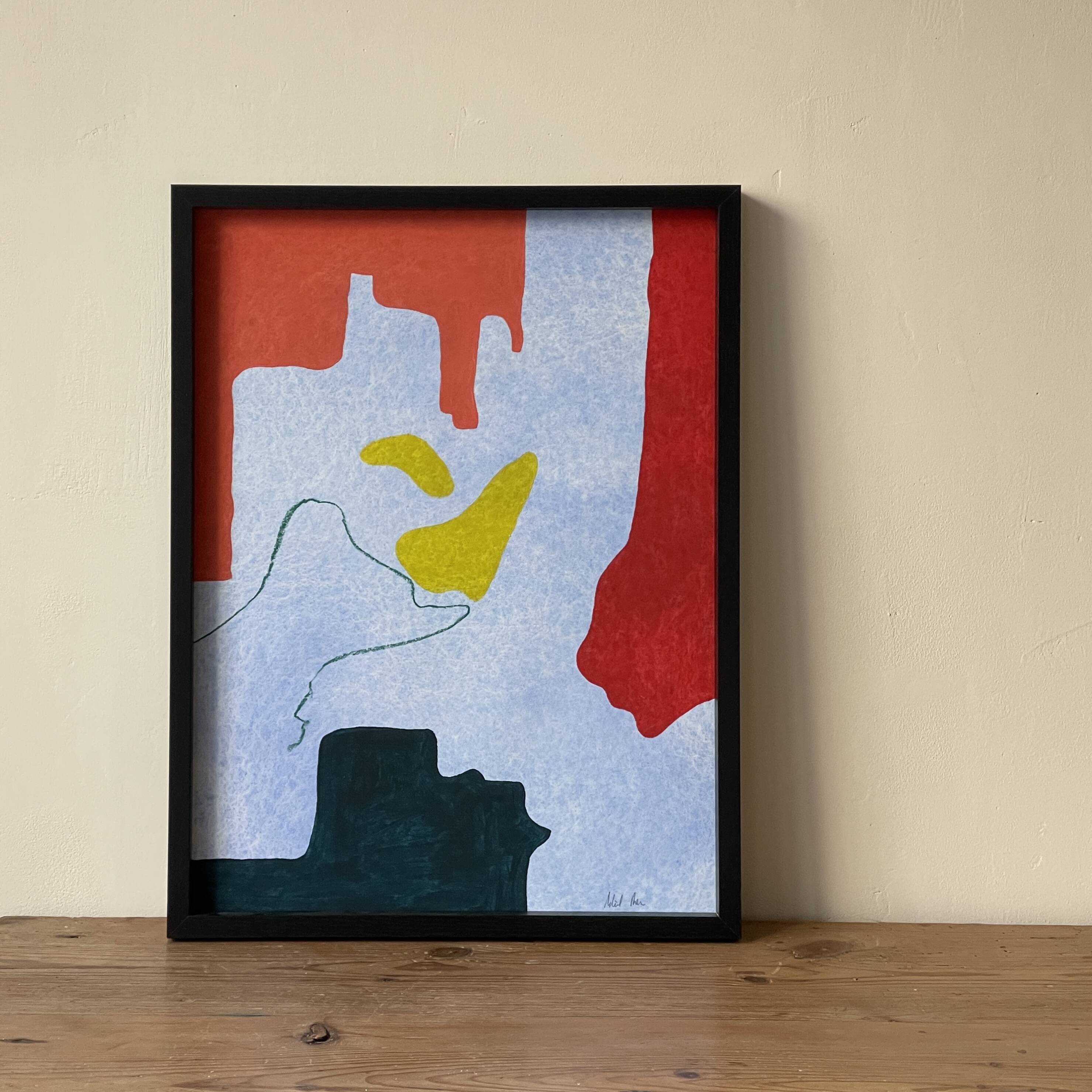 Colorful abstract painting, hand painted in acrylic on paper