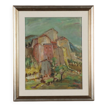 Peinture moderne signée Cesarina Mottironi, huile sur carton, XXe siècle