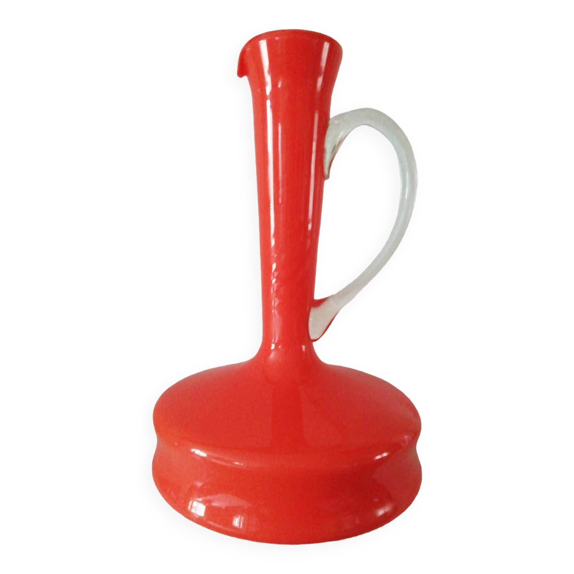 Vase, pichet verre Empoli orange année 70