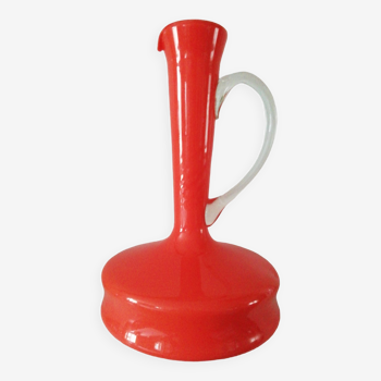 Vase, pichet verre Empoli orange année 70