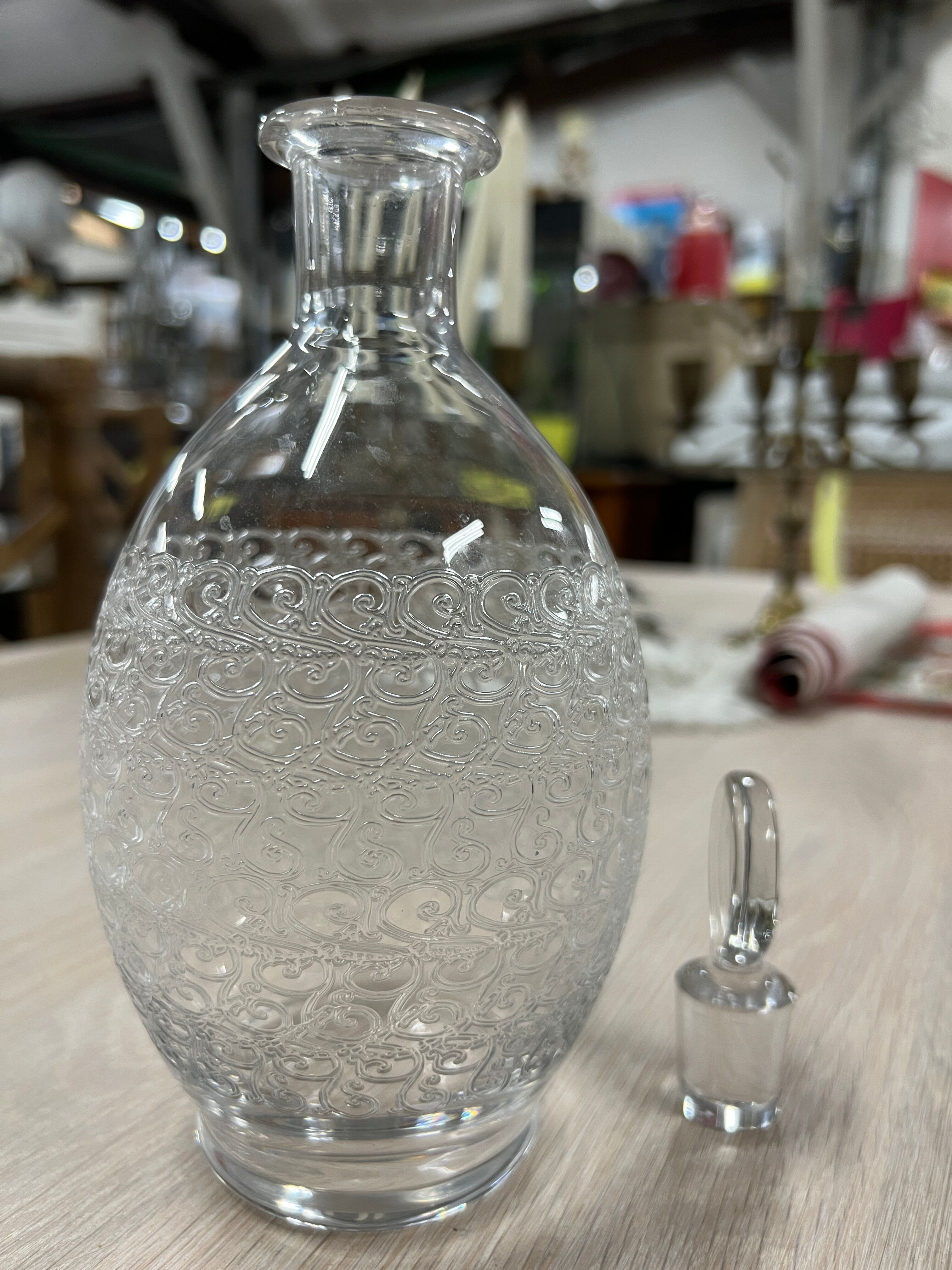 Engraved crystal decanter
