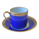 3 royal blue and gold cups and saucers - Royal Limoges porcelain