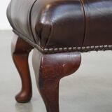 Dark brown cowhide leather Chesterfield ottoman