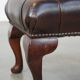 Dark brown cowhide leather Chesterfield ottoman