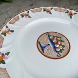 Plat et assiettes art deco, Longwy - décor Maurice