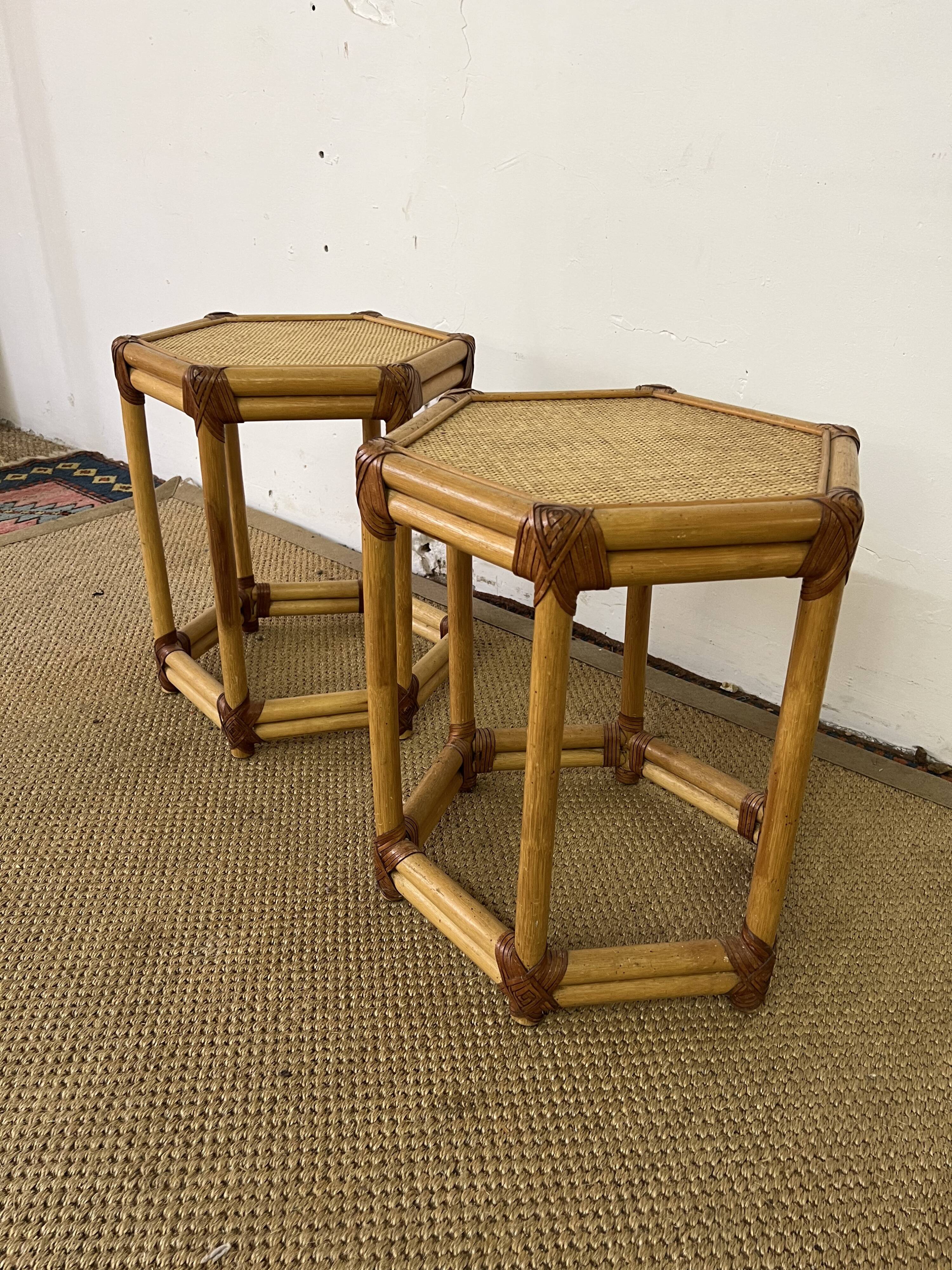 Pair of rattan bedside tables or end tables