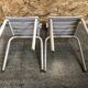 Pair Old Garden Chair Metal Structure + Vintage White Wood Slats