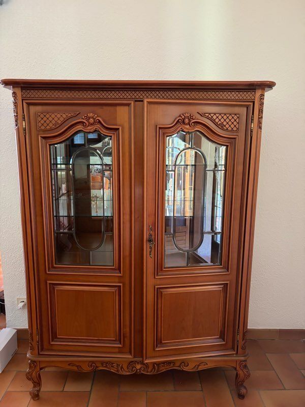 "Display cabinet, Louis XV cherry wood with two doors"
