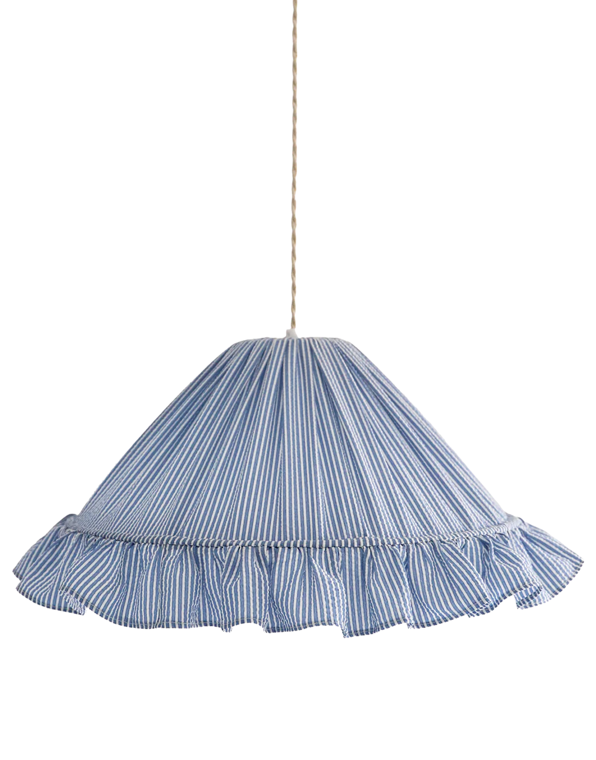 Conical suspension with fine stripes and Emilia "marina" shade.
