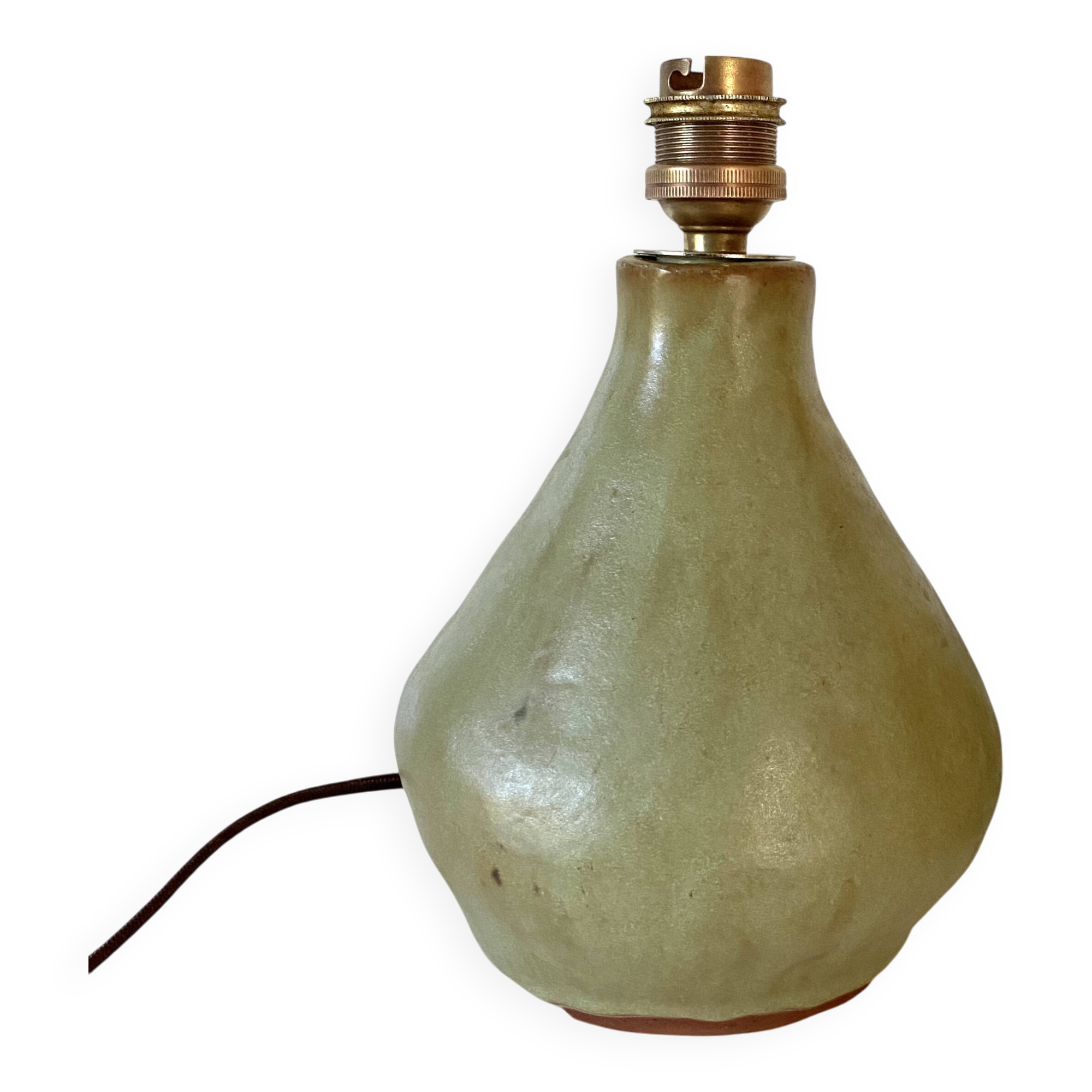 Glazed stoneware lamp base, fabric cable