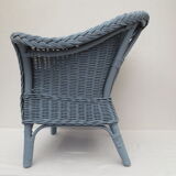 Child Wood brand rattan and wicker armchair in periwinkle blue