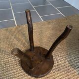 Vintage wood tripod stool or side table