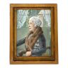 Portrait by F. Bourgier or Boursier Woman with mink April 1942 Watercolor