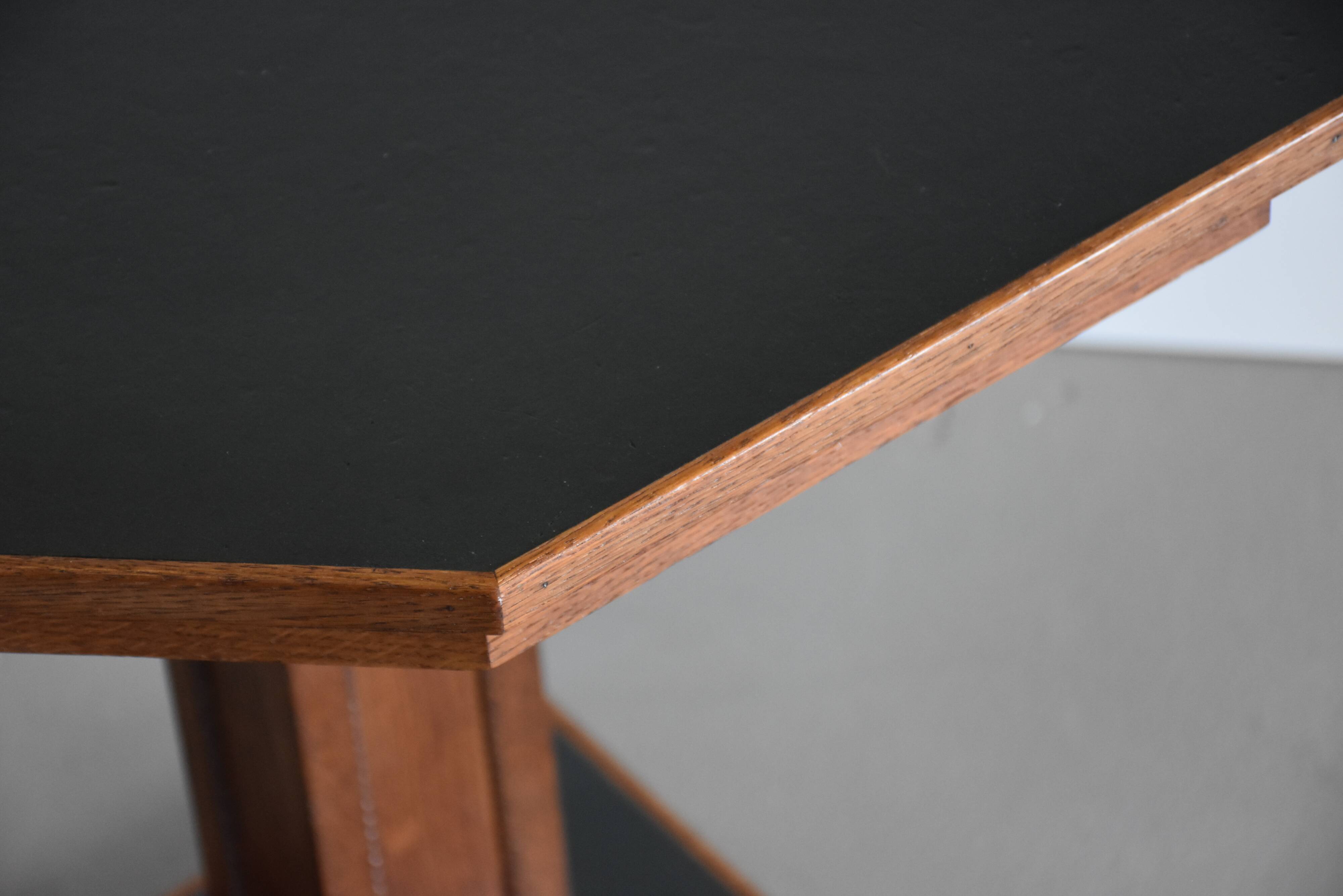 Antique octagonal oak table, 1920s