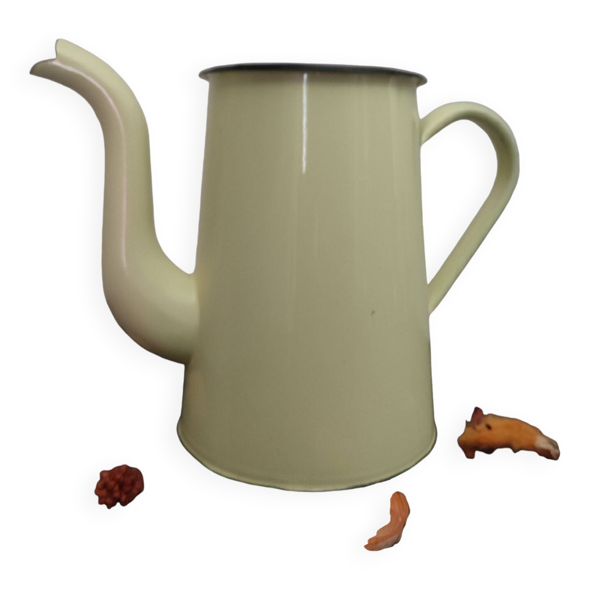 Vintage Yellow Enameled Sheet Metal Coffee Pot