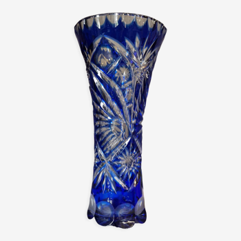 Vase bleu en cristal de bohème