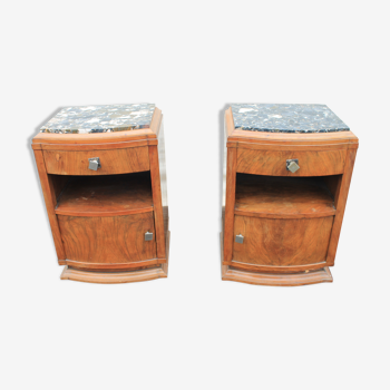 Pair of bedsides with marble tray
