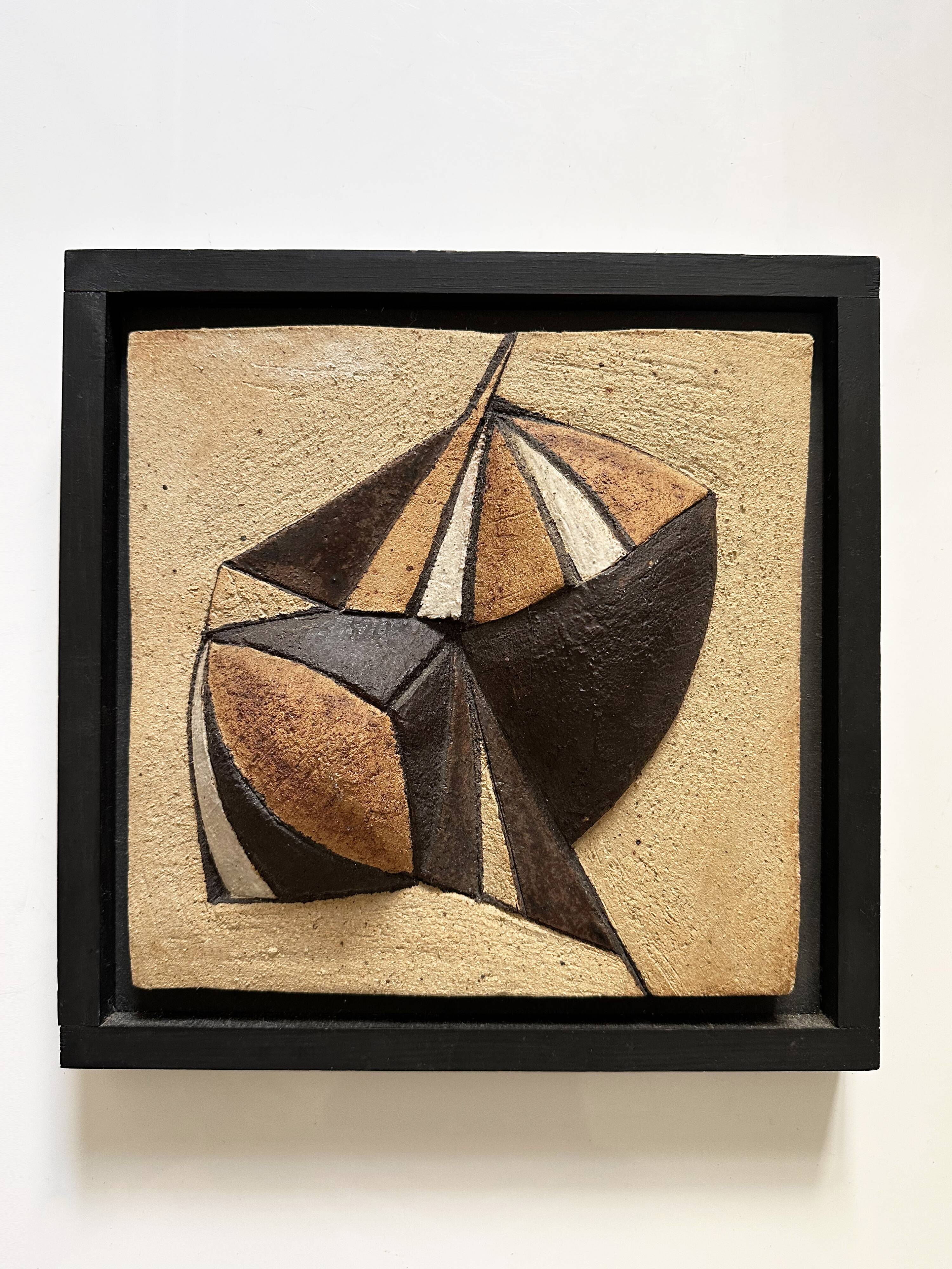 Abstract artist wall sculpture in sandstone. Denmark, 1980s.