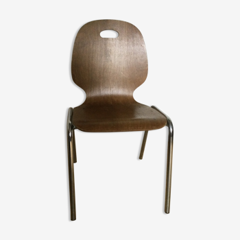 Chaise vintage bois et chrome