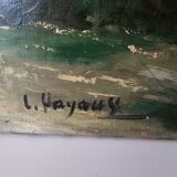 Painting - Oil on canvas Bridge on the banks of the Loire Signed Louis Hayaux (1897 1982)