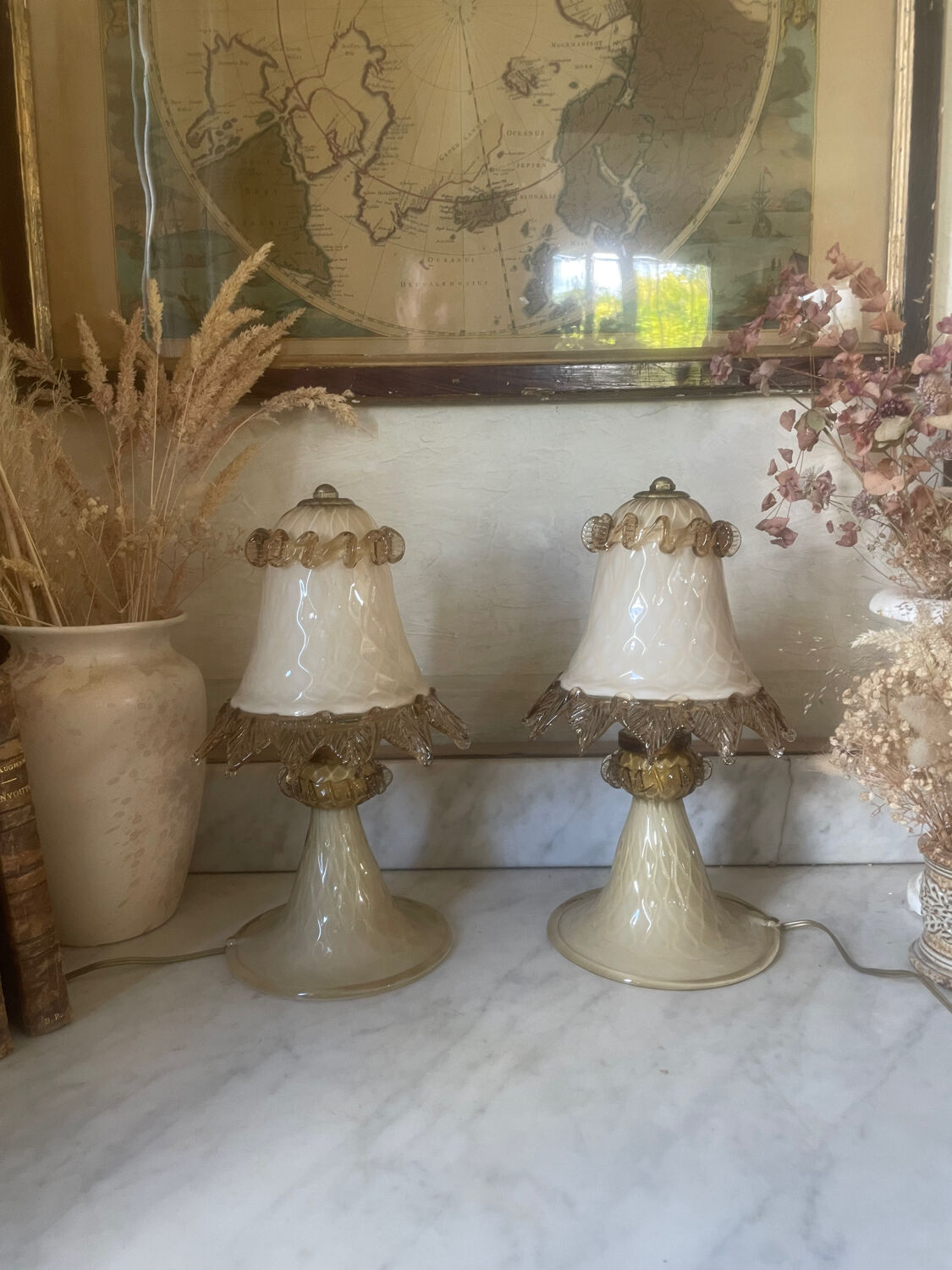 Paire de lampes de chevet en verre de Murano