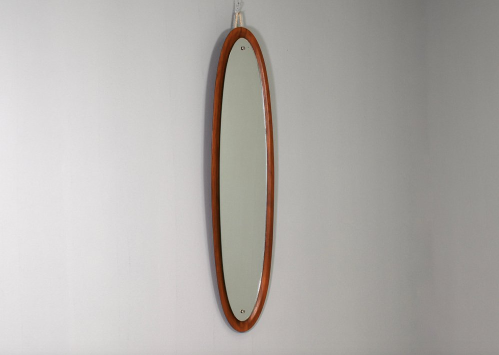 Wall mirror in teak Italy 1950 141x39cm