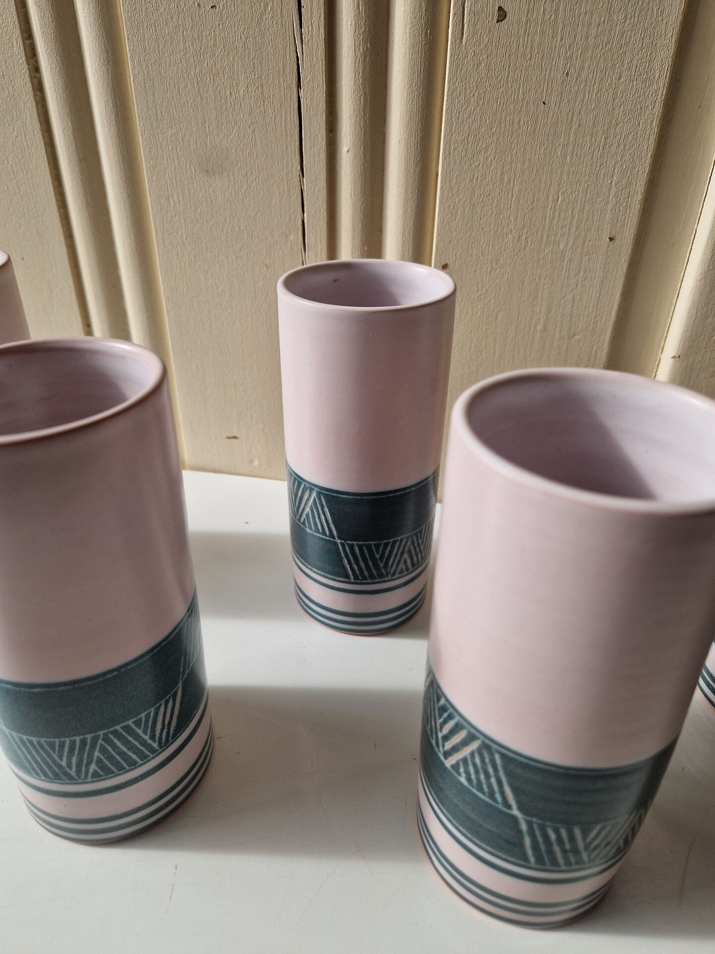 Set of 5 Ceramic Glasses Yvon Roy Dlg Capron Picault