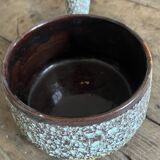 Vallauris ceramic pan – turquoise lava enamel – 1950s/1960s